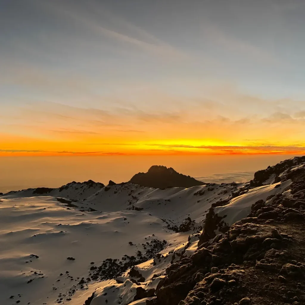 Beautiful peaks Machame route Kilimanjaro snow