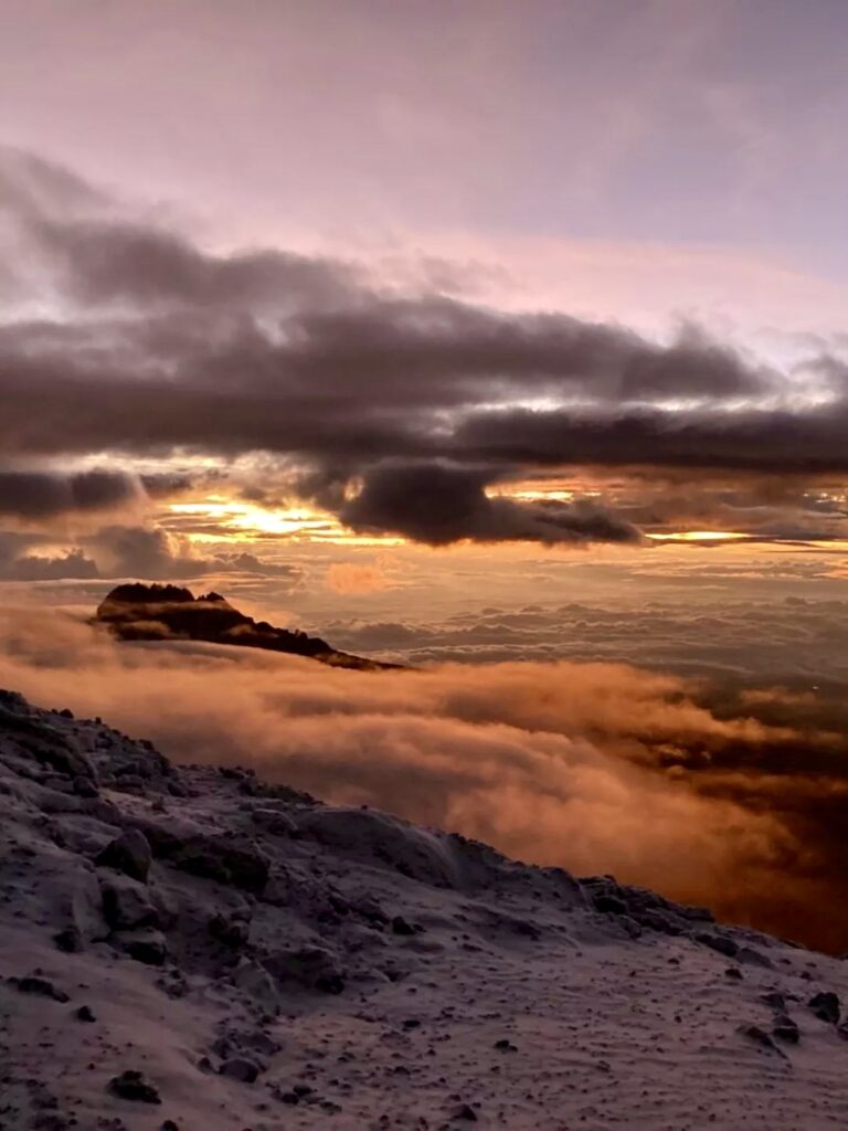 Kilimanjaro clouds with sunrise