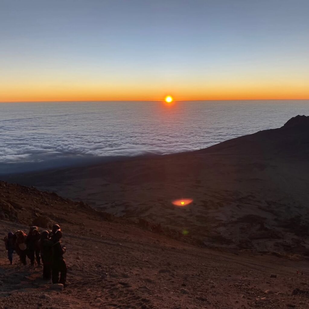 Kilimanjaro mountain rongai route clouds sun horizont