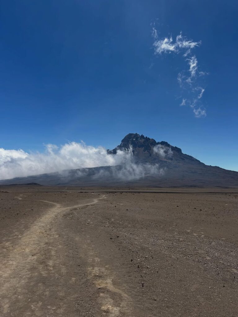 Kilimanjaro mountain rongai route path fog