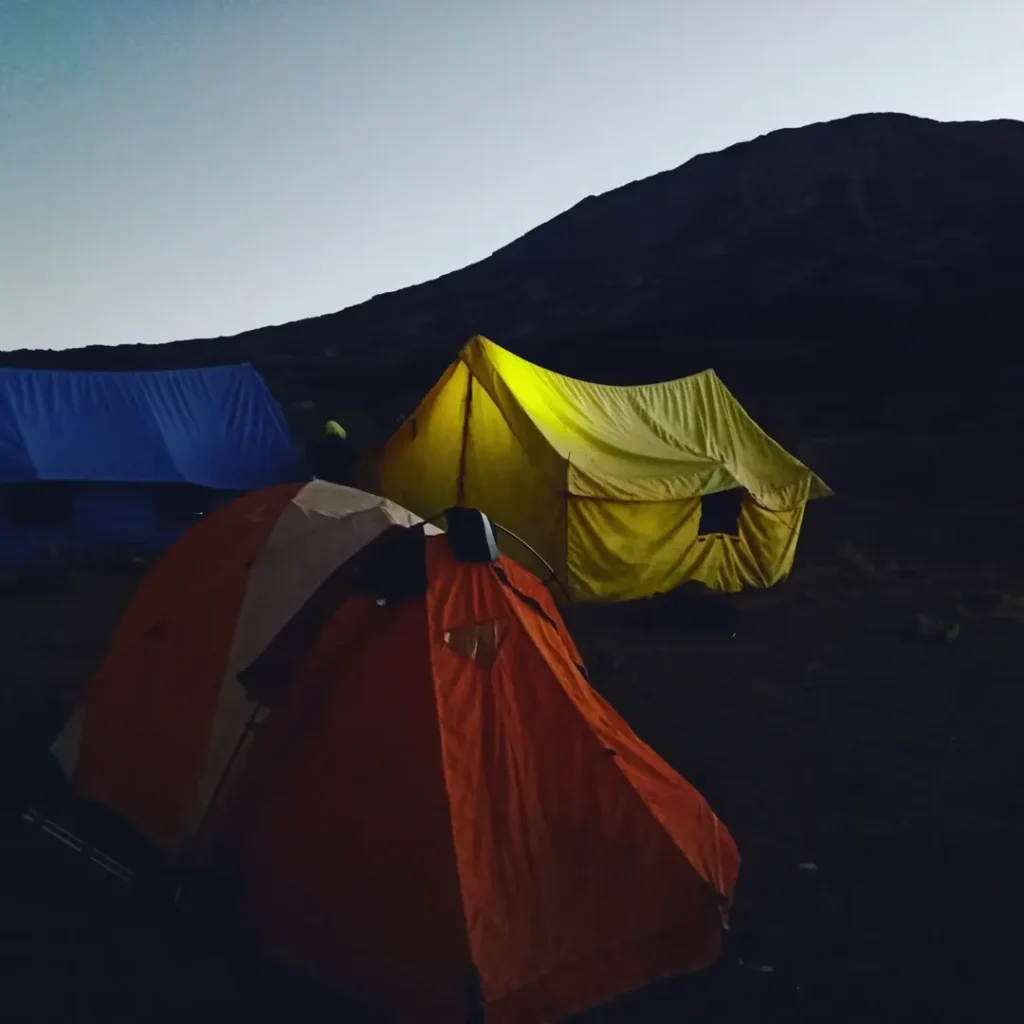 Kilimanjaro mountain rongai route tent colors
