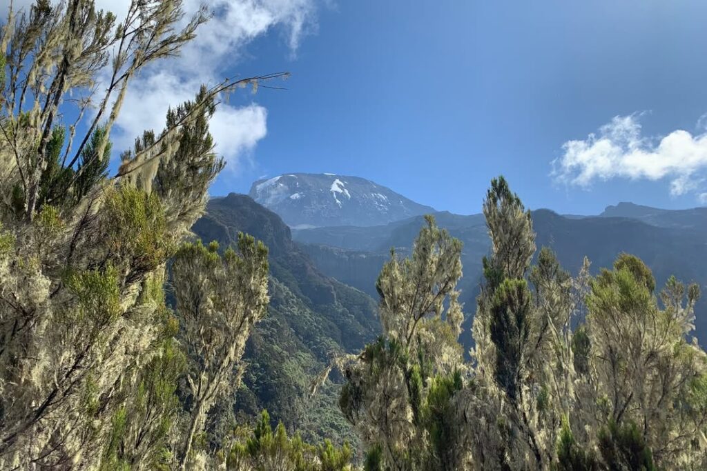 Kilimanjaro umbwe route baranco camp view to the mount
