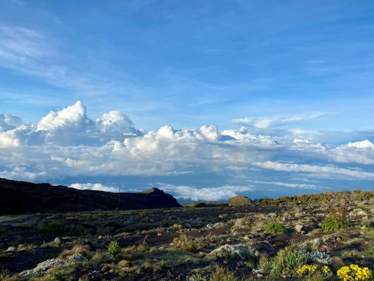 Machame route Kilimanjaro clouds above