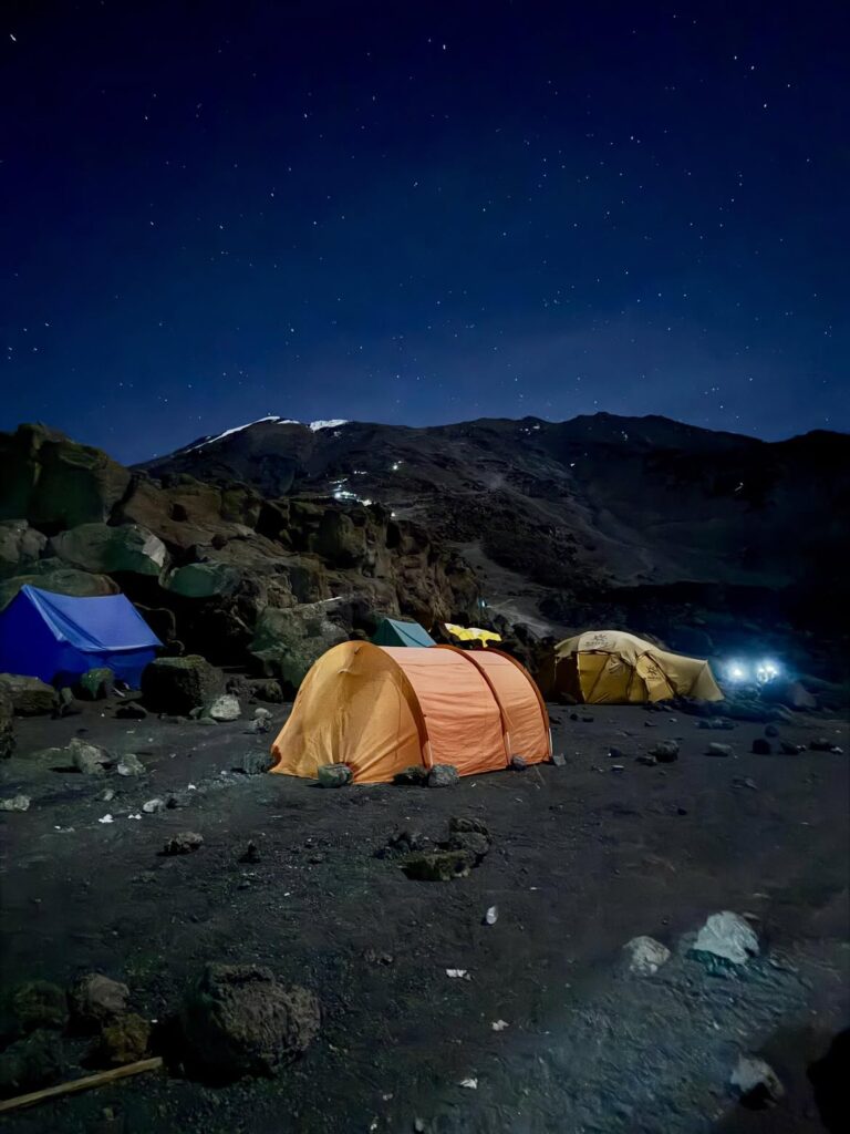 Kilimanjaro Barafu Camp tent night colors