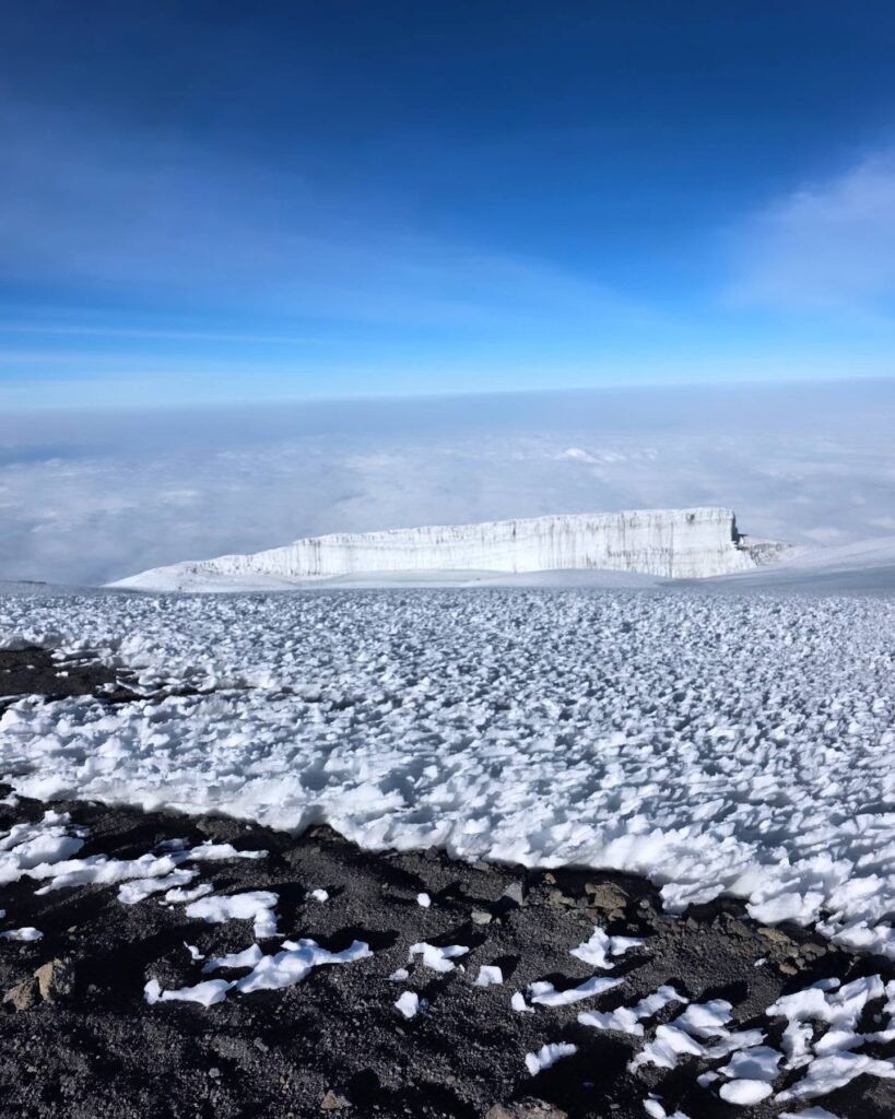 Kilimanjaro Lemosho Route snow black and white