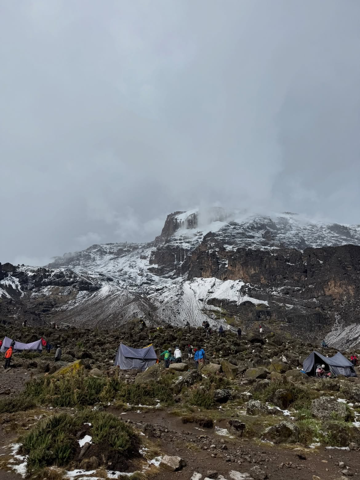 Kilimanjaro Lemosho Route snow on the top base camp