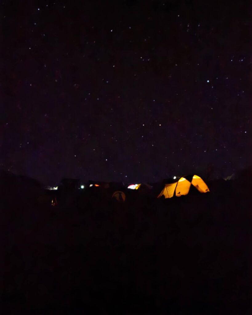Kilimanjaro Lemosho Route tent in the dark stars