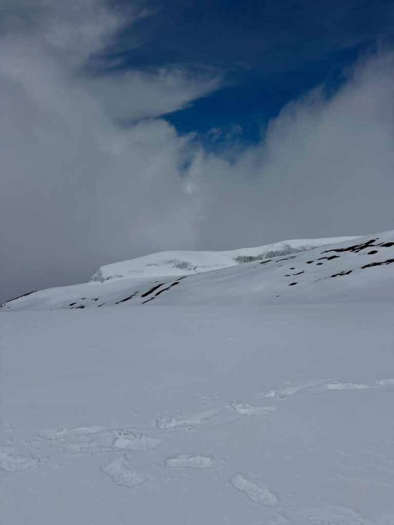 Kilimanjaro umbwe route snow all around white