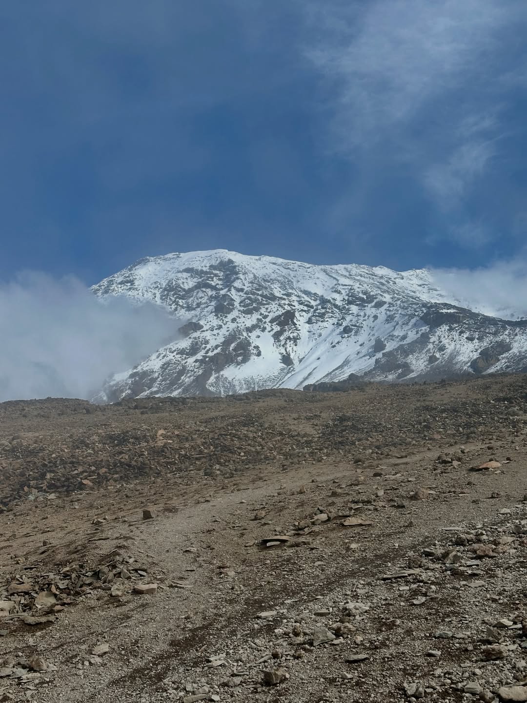 kilimanjaro mount mweka route snow on the top