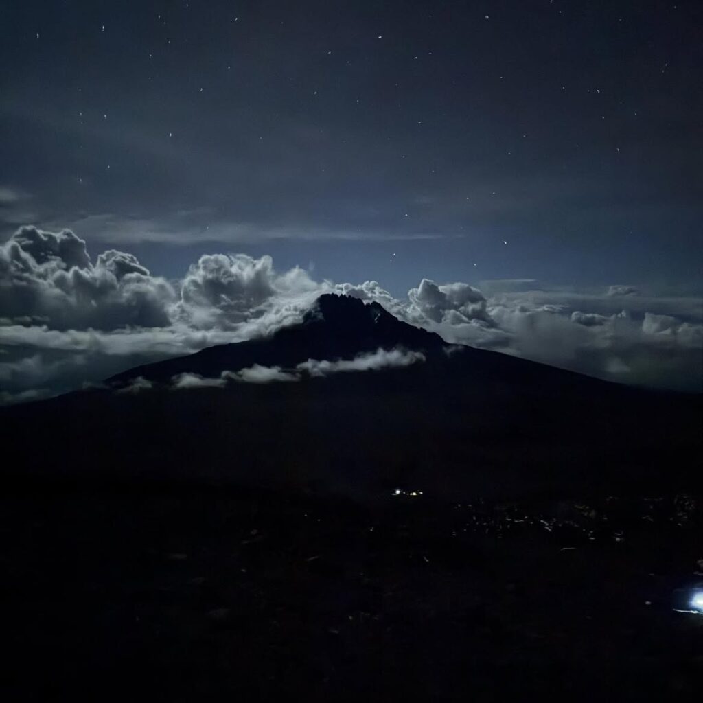 kilimanjaro mount night black and white