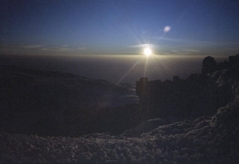 kilimanjaro umbwe route snow sunset