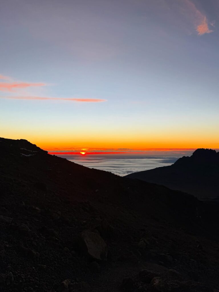kilimanjaro umbwe route sunset dark