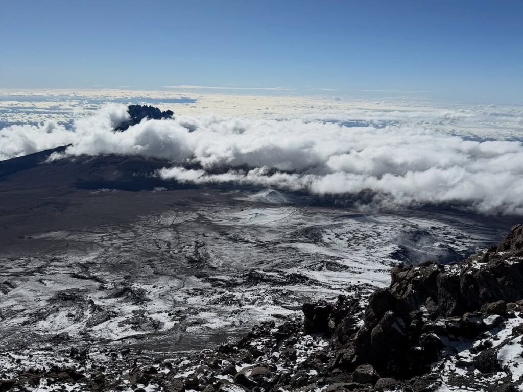 uhuru peak kilimanjaro mount top of the kilimanjaro clouds