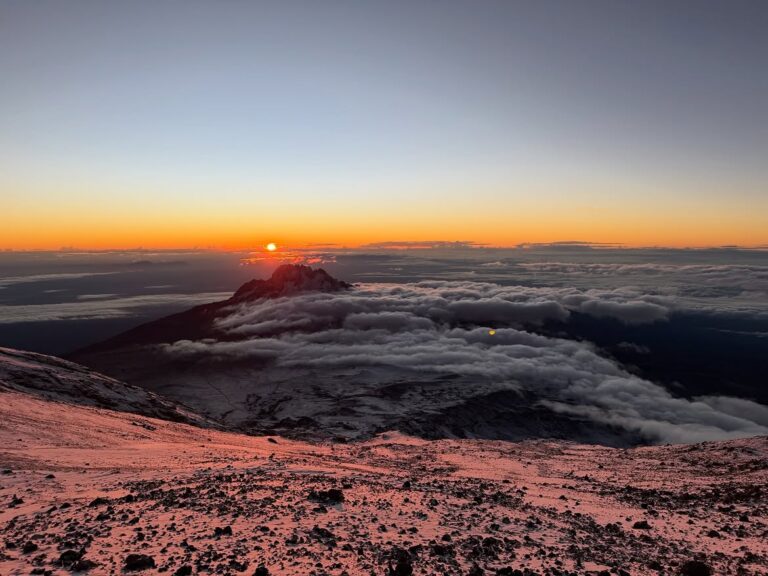 uhuru peak kilimanjaro mount top of the kilimanjaro clouds sunset