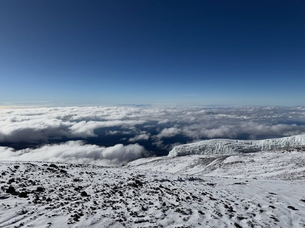 uhuru peak kilimanjaro mount top of the kilimanjaro clouds view