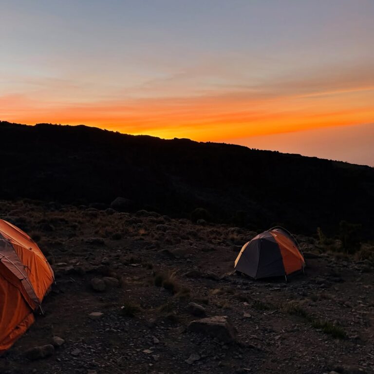 uhuru peak mount kilimanjaro tent evening
